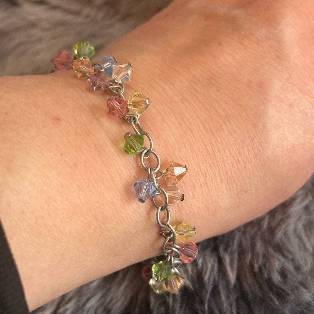 Pastel crystal 925 sterling silver bracelet
